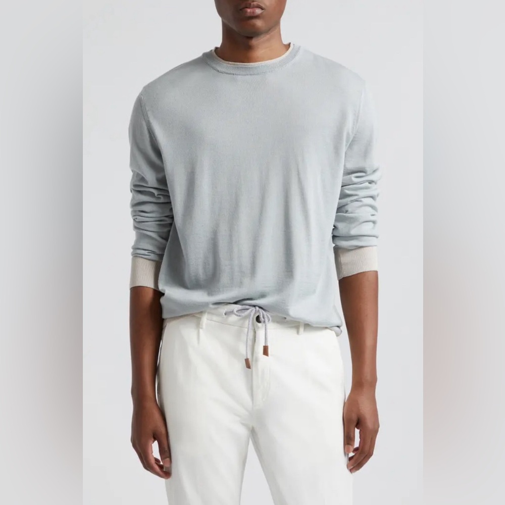 Merino Wool & Silk Crewneck Sweater